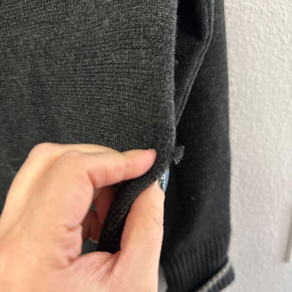 Ibex Sweater Womens Medium Black 100% Merino Wool Pullover Quarter Zip Mock Neck - Picture 3 of 5